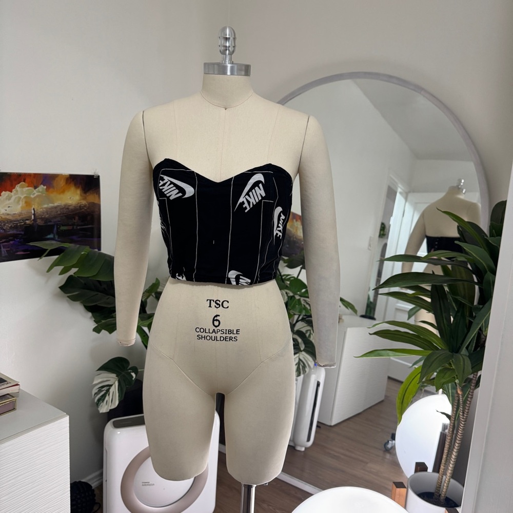 NIKE Reworked Upcycled Black and White Corset Top